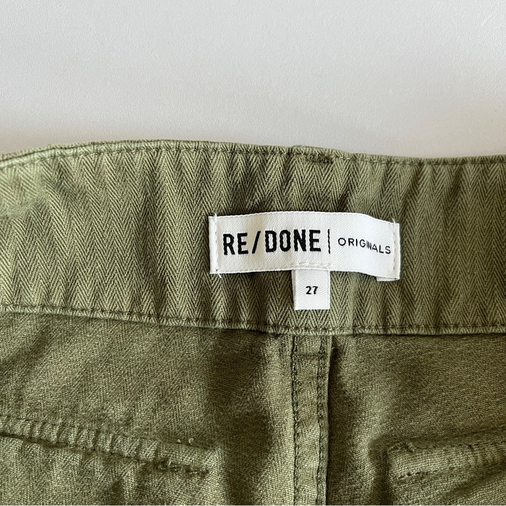 Re/Done NEW military shorts womens 27 olive army green button fly hi rise pocket - Picture 8 of 10
